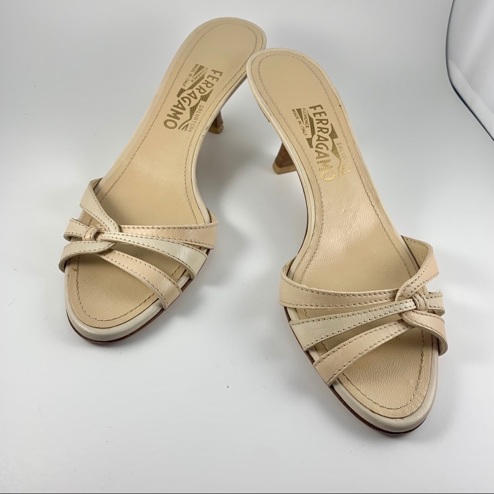 Salvatore Ferragamo Open Toe Leather Mules